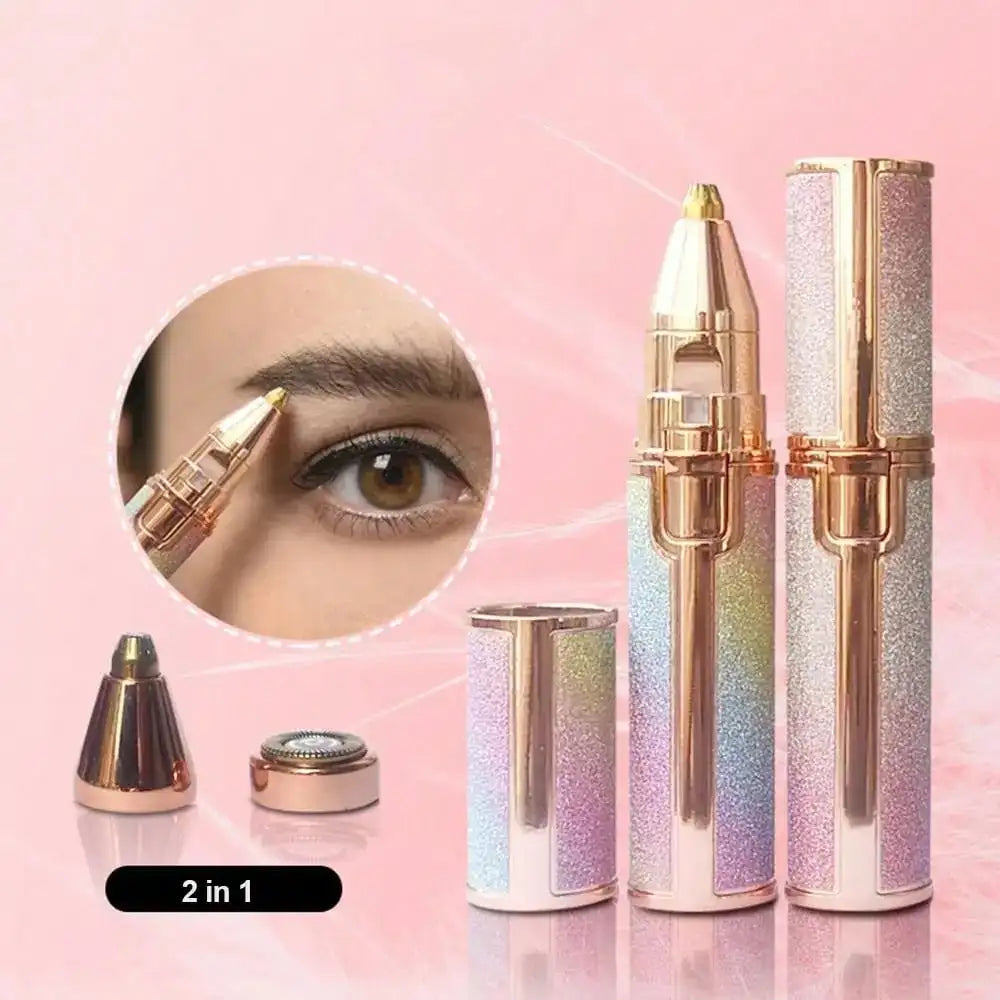 2-in-1 Facial Hair Remover & Eyebrow Trimmer for Women – Painless Electric Shaver for Face, Upper Lip, Chin & Brows