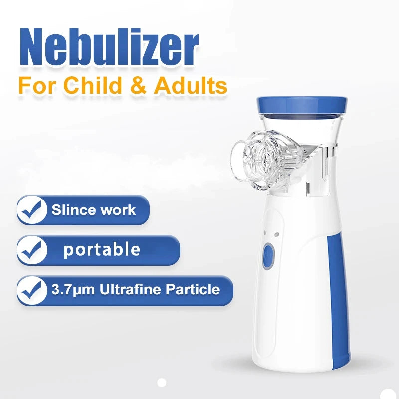 Portable Mesh Nebulizer Machine | USB Rechargeable Silent Inhaler | Compact Handheld Nebulizer for Kids & Adults