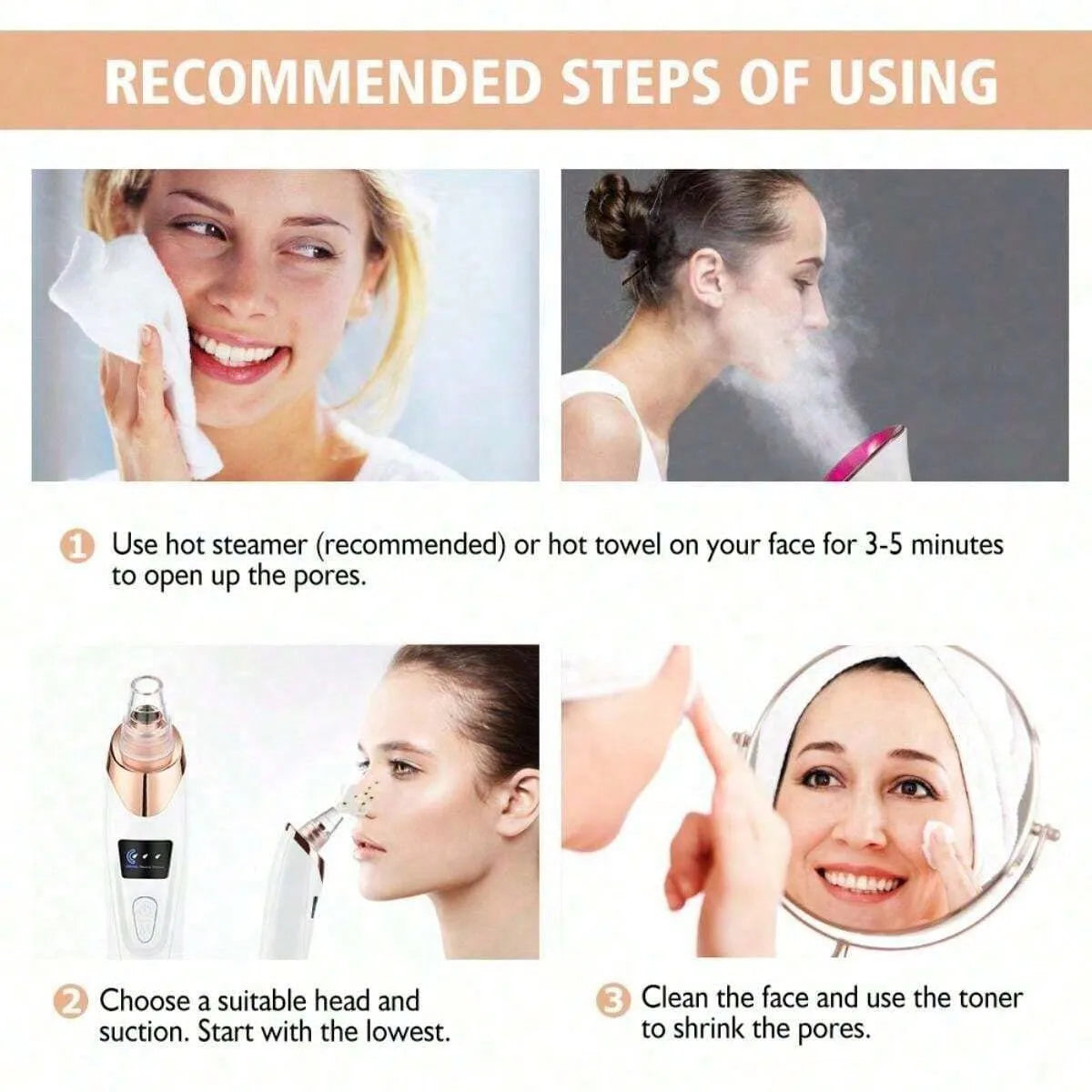 5-in-1 Electric Blackhead Vacuum Pore Cleaner with LCD Display – Facial Deep Cleansing & Acne Removal