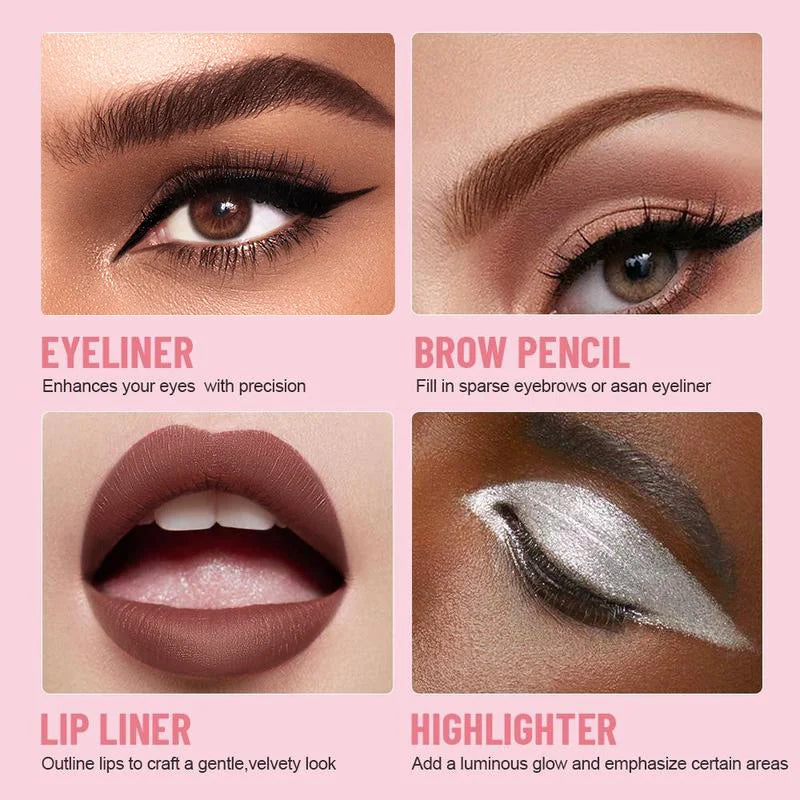 4-in-1 Makeup Pen – Waterproof Eyeliner, Eyebrow Pencil, Lip Liner & Contour