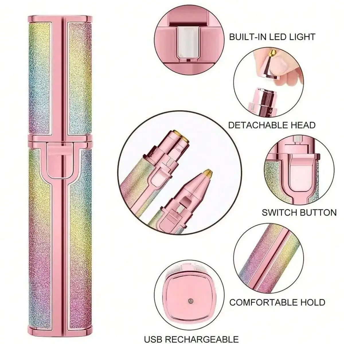 2-in-1 Facial Hair Remover & Eyebrow Trimmer for Women – Painless Electric Shaver for Face, Upper Lip, Chin & Brows