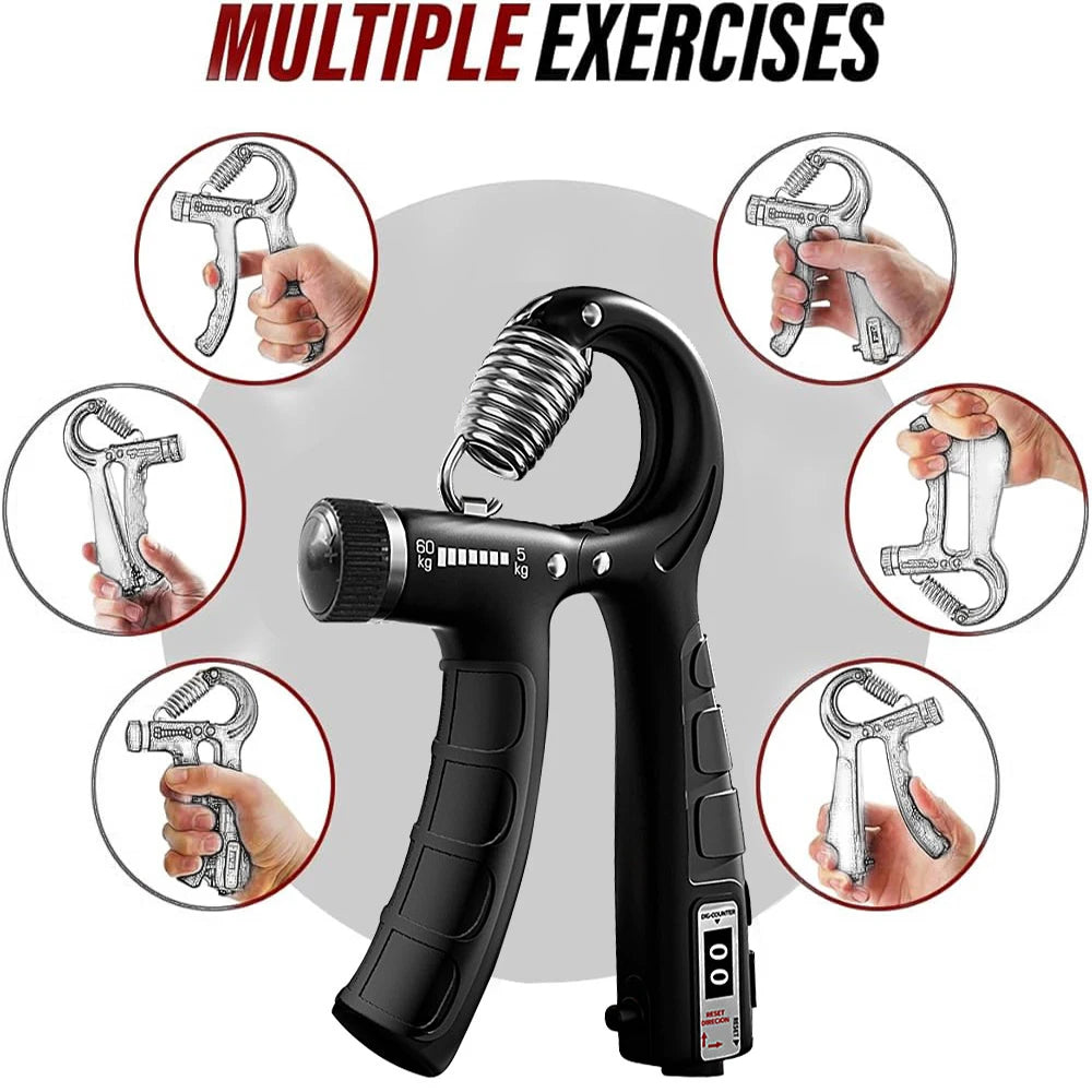 Adjustable Hand Grip Strengthener | Automatic Counting Grip Trainer | Forearm, Wrist & Finger Exerciser