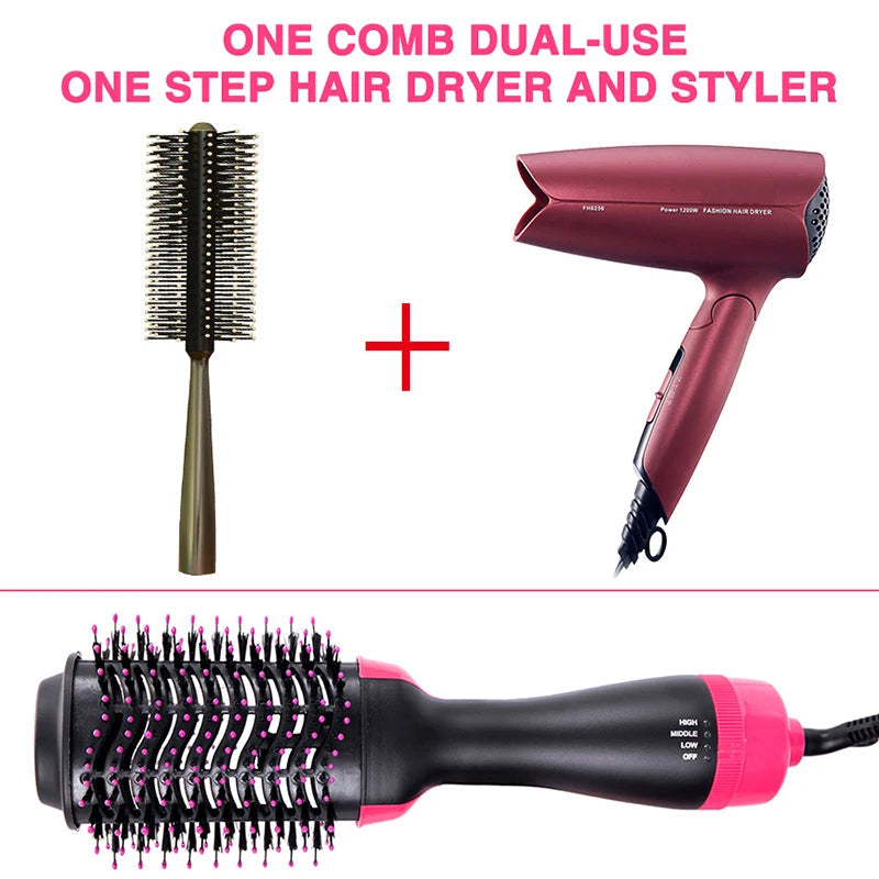 One-Step 3-in-1 Hair Dryer & Styler | Hot Air Brush Straightener, Curler & Volumizer | Multifunctional Blow Dryer Brush for Women
