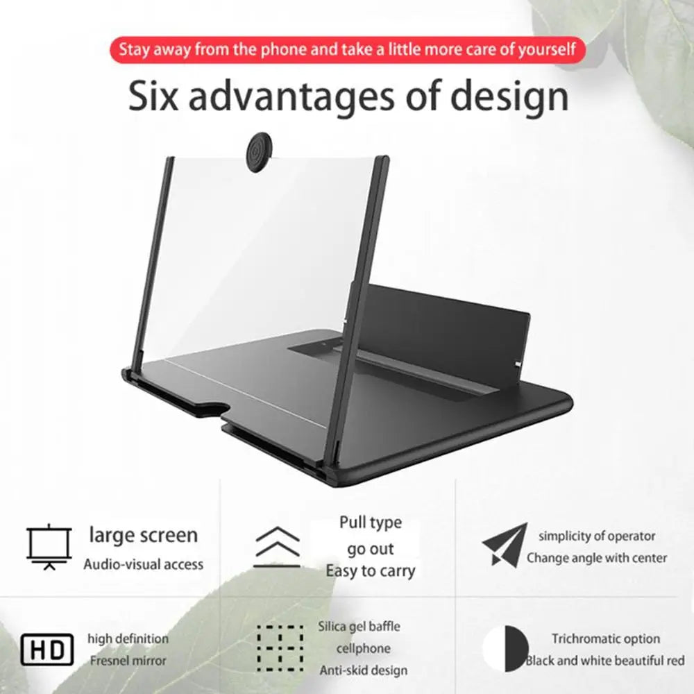 3D Mobile Screen Magnifier – HD Phone Screen Enlarger Stand with Eye Protection