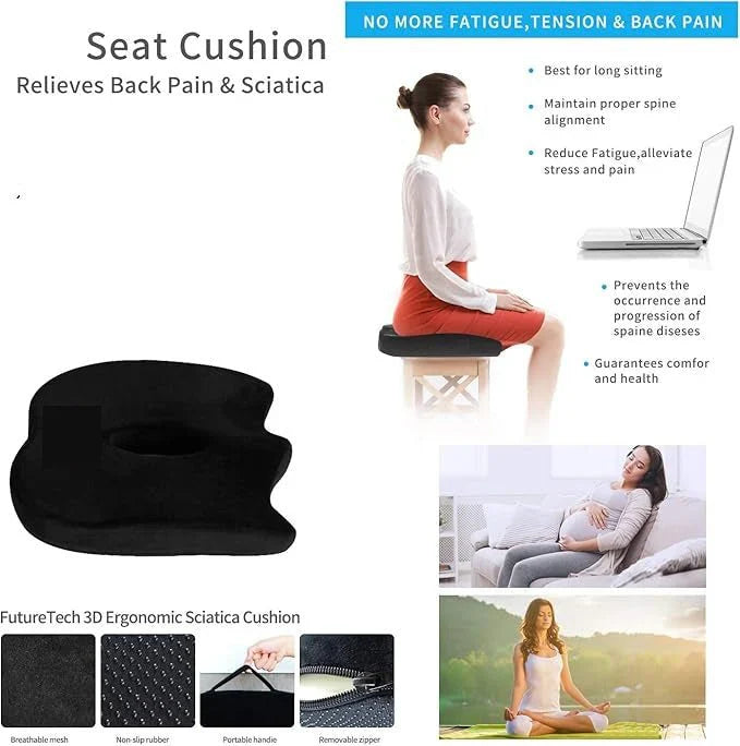 Orthopedic Memory Foam Seat Cushion – Back & Tailbone Pain Relief for Car Seats, Office Chairs & Home Use nextvibe.shop
