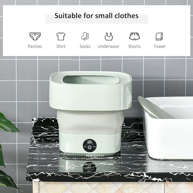 Foldable Mini Washing Machine – Portable Electric Washer with Spin Dryer for Underwear, Socks & Small Laundry | Compact Travel Laundry Machine