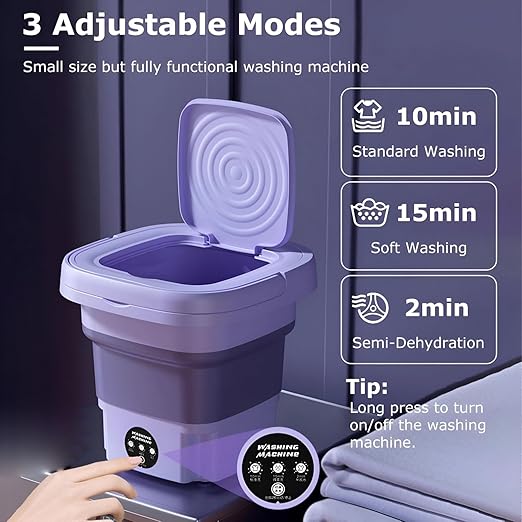 Foldable Mini Washing Machine – Portable Electric Washer with Spin Dryer for Underwear, Socks & Small Laundry | Compact Travel Laundry Machine