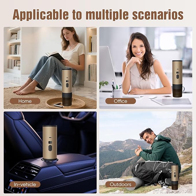 3-in-1 Portable Espresso Machine – 20 Bar Wireless Electric Coffee Maker | Mini Travel Coffee Machine for Car, Home, Office & Camping