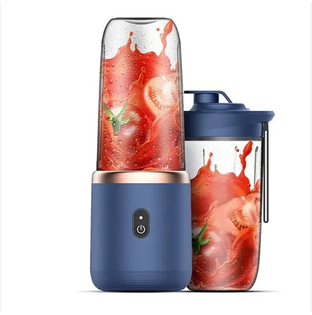 Portable Electric Blender Bottle with Cup – USB Rechargeable Smoothie & Juice Maker | 6-Blade Mini Ice Crusher for Travel & Kitchen