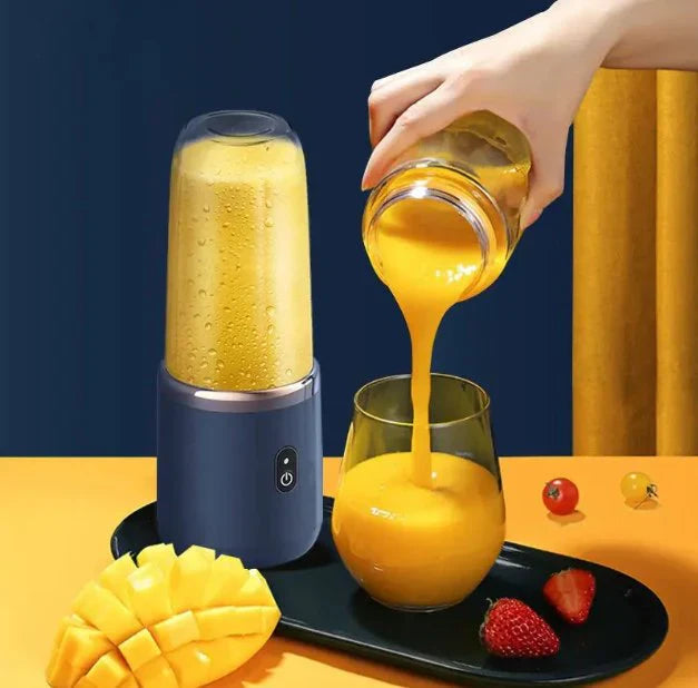 Portable Electric Blender Bottle with Cup – USB Rechargeable Smoothie & Juice Maker | 6-Blade Mini Ice Crusher for Travel & Kitchen