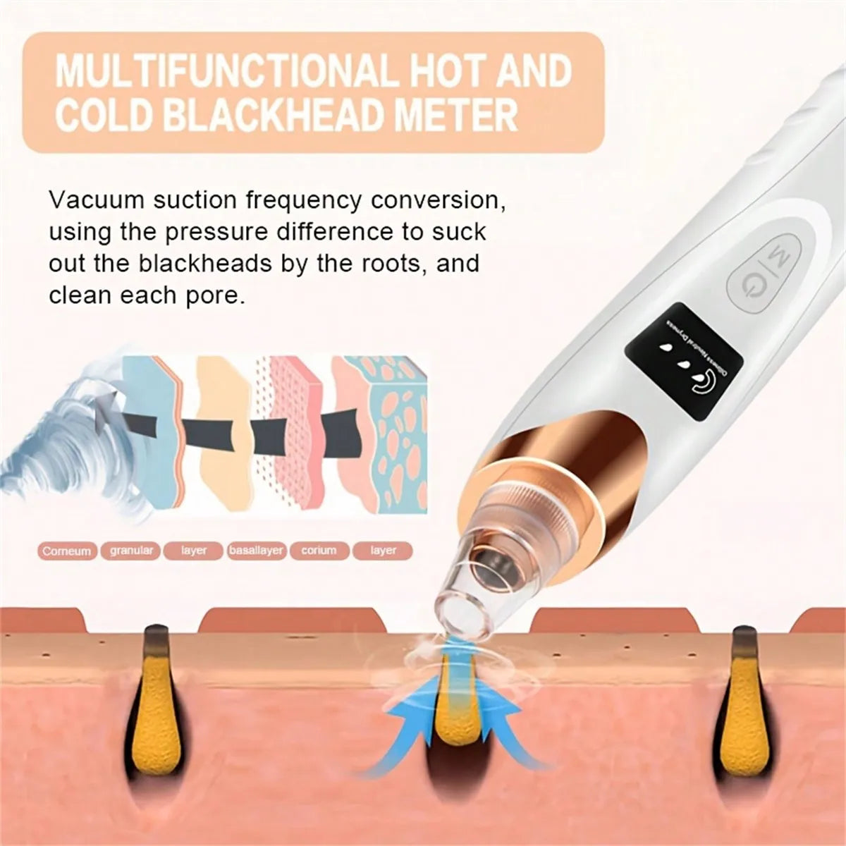 5-in-1 Electric Blackhead Vacuum Pore Cleaner with LCD Display – Facial Deep Cleansing & Acne Removal