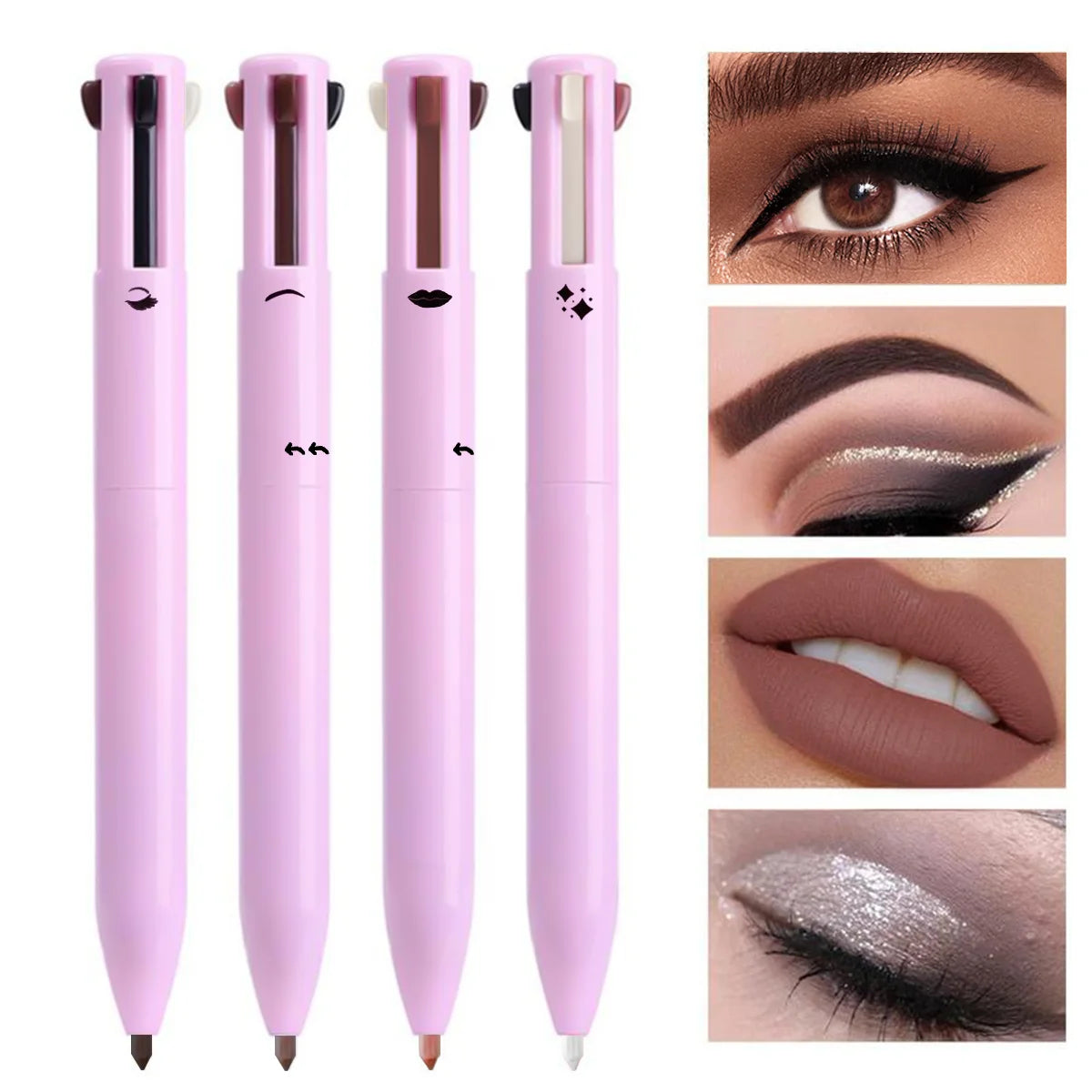 4-in-1 Makeup Pen – Waterproof Eyeliner, Eyebrow Pencil, Lip Liner & Contour