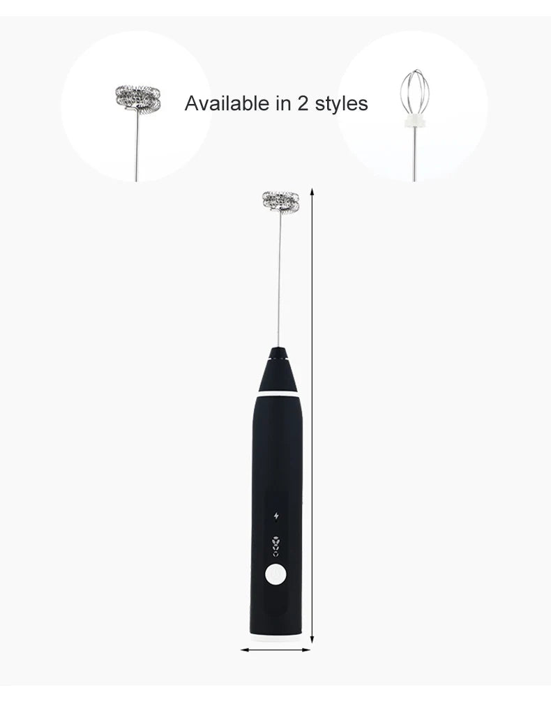 2-in-1 Rechargeable Coffee Beater & Milk Frother – USB Handheld Mixer