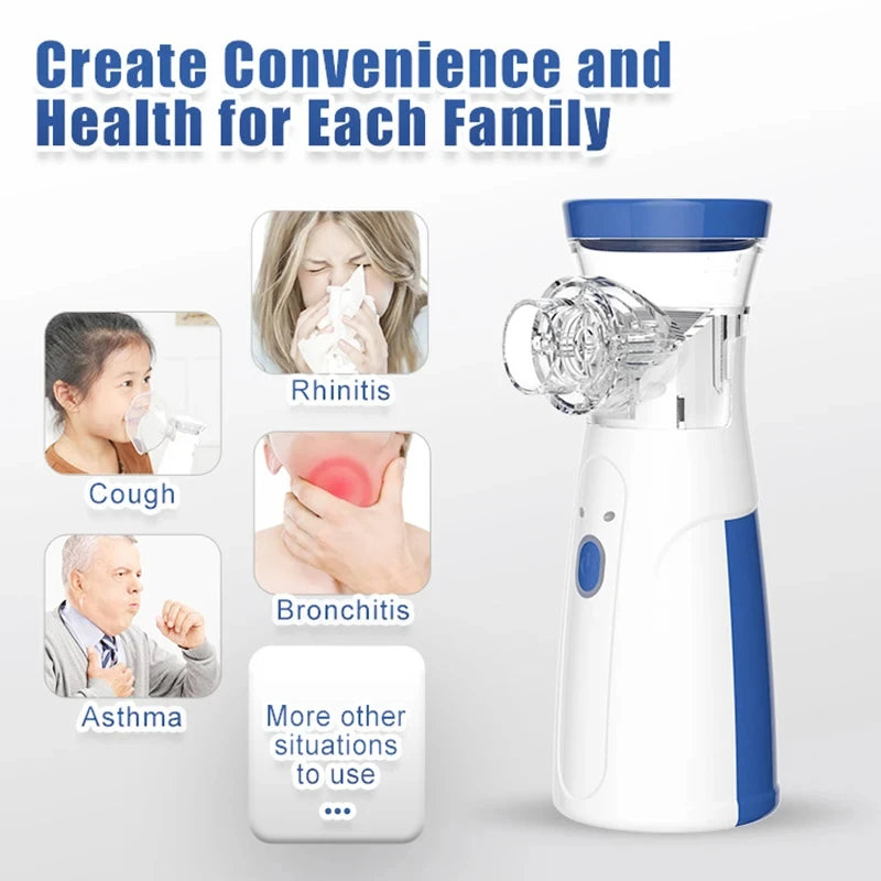 Portable Mesh Nebulizer Machine | USB Rechargeable Silent Inhaler | Compact Handheld Nebulizer for Kids & Adults