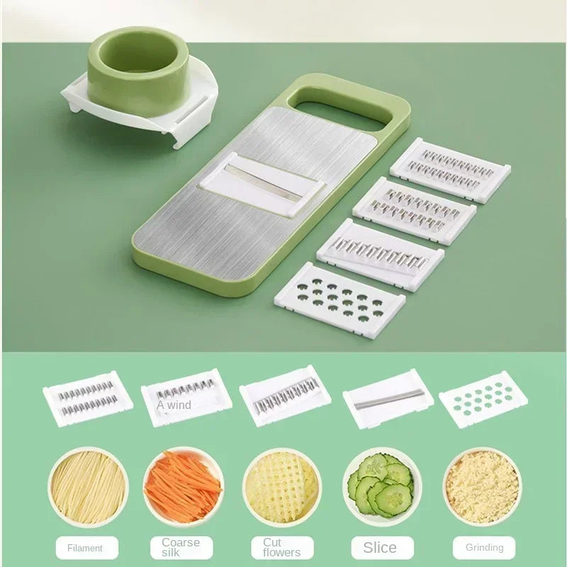 Multifunction 5-in-1 Vegetable Cutter | Stainless Steel Slicer, Grater & Chopper for Home Kitchen