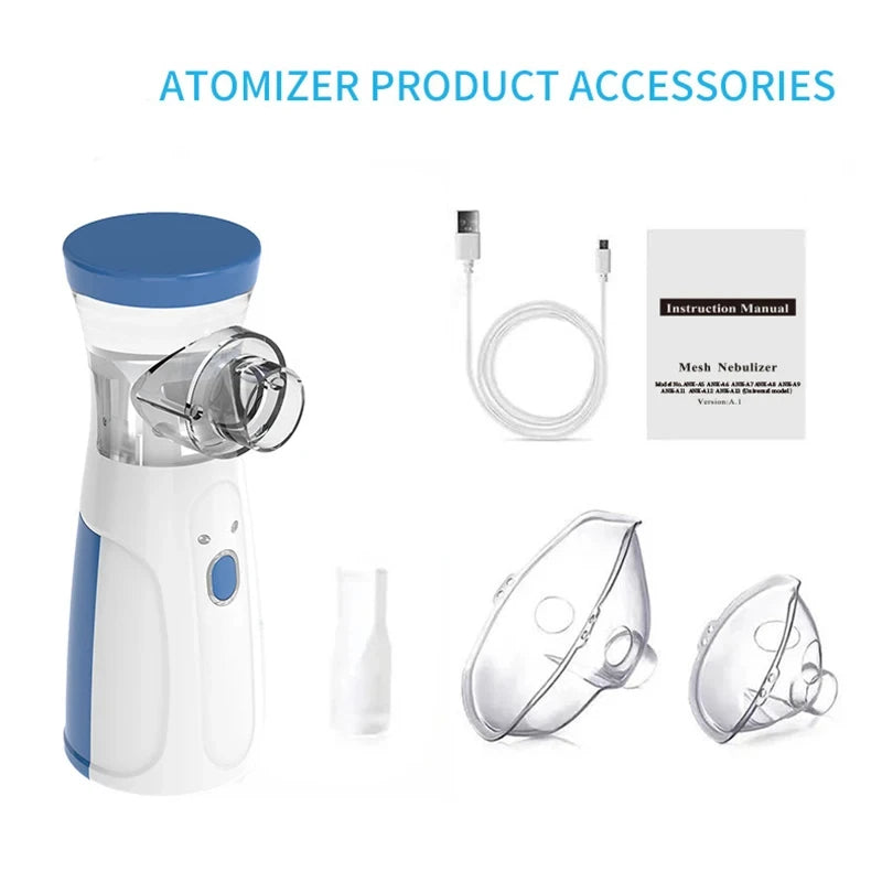 Portable Mesh Nebulizer Machine | USB Rechargeable Silent Inhaler | Compact Handheld Nebulizer for Kids & Adults