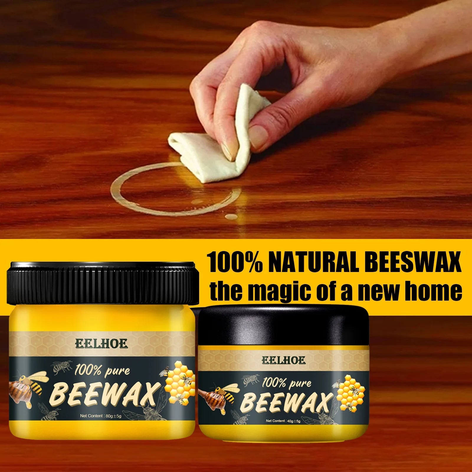 Natural Beeswax Furniture Polish for Wood | Restores, Protects & Adds Shine
