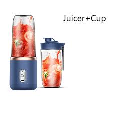 Portable Electric Blender Bottle with Cup – USB Rechargeable Smoothie & Juice Maker | 6-Blade Mini Ice Crusher for Travel & Kitchen