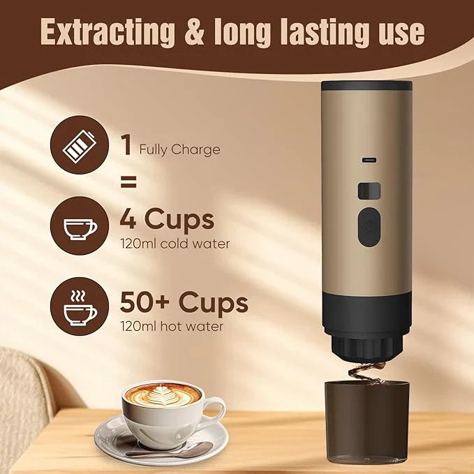 3-in-1 Portable Espresso Machine – 20 Bar Wireless Electric Coffee Maker | Mini Travel Coffee Machine for Car, Home, Office & Camping