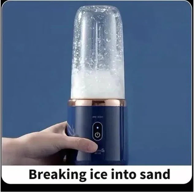 Portable Electric Blender Bottle with Cup – USB Rechargeable Smoothie & Juice Maker | 6-Blade Mini Ice Crusher for Travel & Kitchen