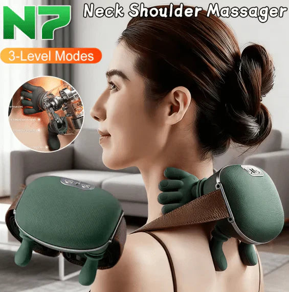 Wireless Bionic Finger Neck Massager – 4D Kneading Cervical & Shoulder Pain Relief Device for Neck, Back & Trapezius Muscles