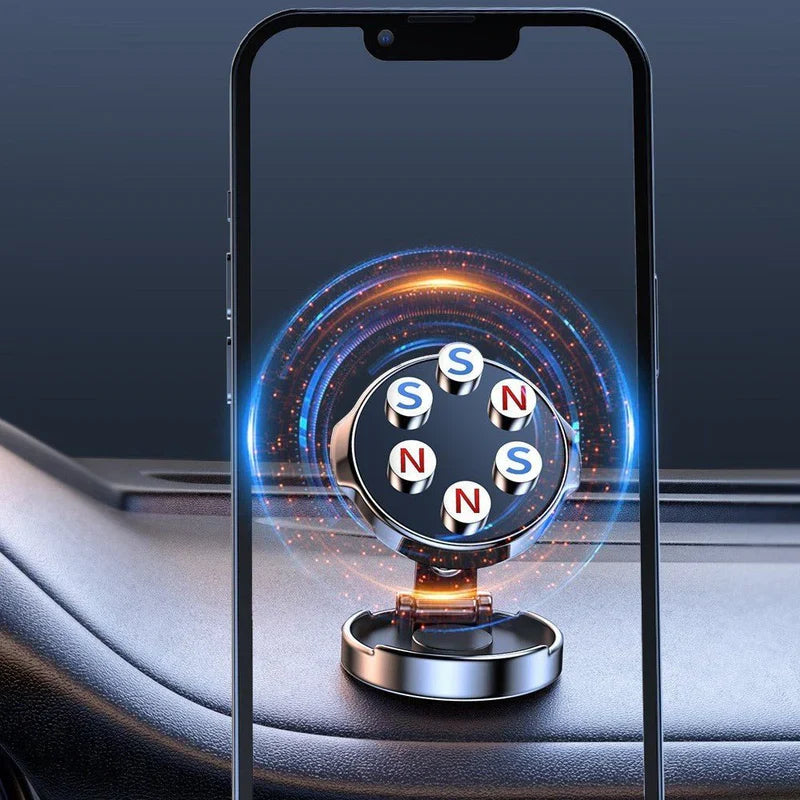 Strong Magnetic Car Phone Holder – 360° Rotation & Height Adjustable Dashboard Mount | Universal Mobile Stand for Cars